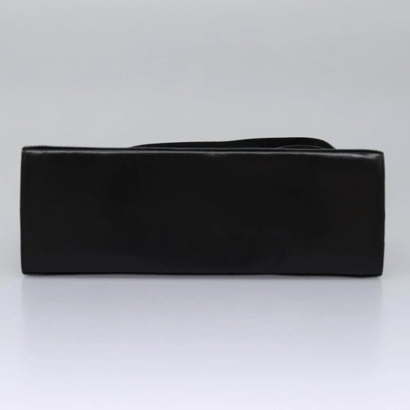 Salvatore Ferragamo Gancini Hand Bag Leather 2way Black Gold Auth MY114 - Picture 2 of 15